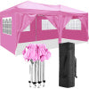 10'x20 'folding canopy with 6 detachable side wall outdoor activity sheds UPF 50+terrace portable tent (pink)