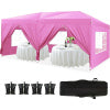 10'x20 'folding canopy with 6 detachable side wall outdoor activity sheds UPF 50+terrace portable tent (pink)
